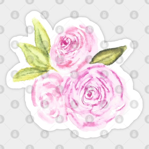 Three Pink Roses Sticker by Sharon Rose Art